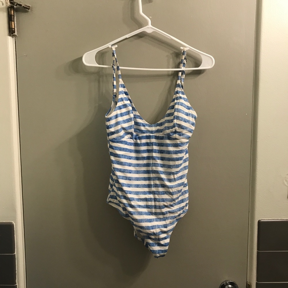 Blue and white stripped swimsuit